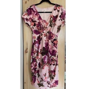 Pink floral wrap dress-maternity